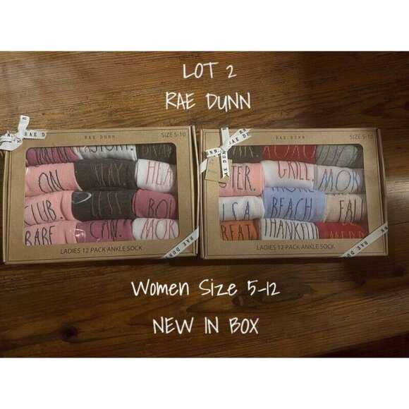 Rae Dunn Accessories - Rae Dunn Ankle Socks Women Size 5-10 Gift Box Set Lot  New In Box